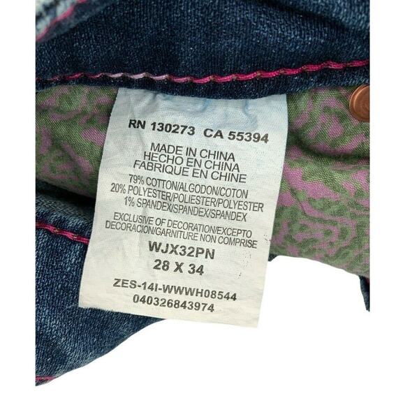 Wrangler Rock 47 Jeans Women 28X30 Low Rise Rhinestone Pocket Whiskers Denim NWT - Picture 11 of 12